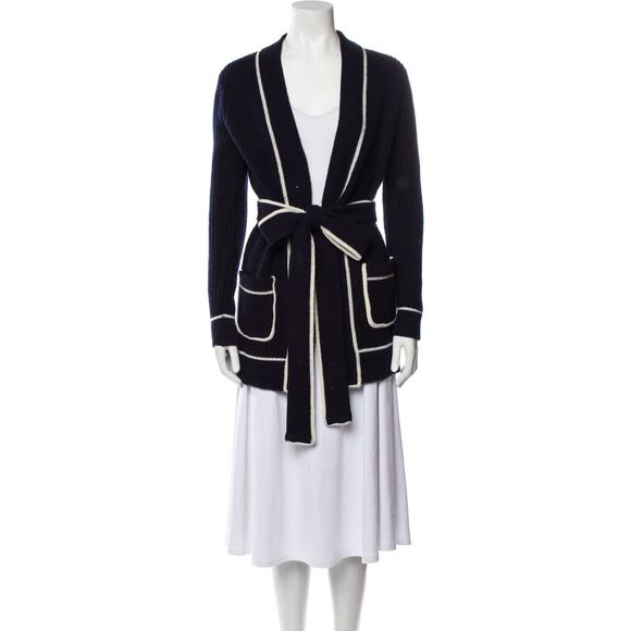 Madeleine Thompson Clover Cashmere Ribbed-Knit Cardigan - S - Navy - Picture 4 of 6